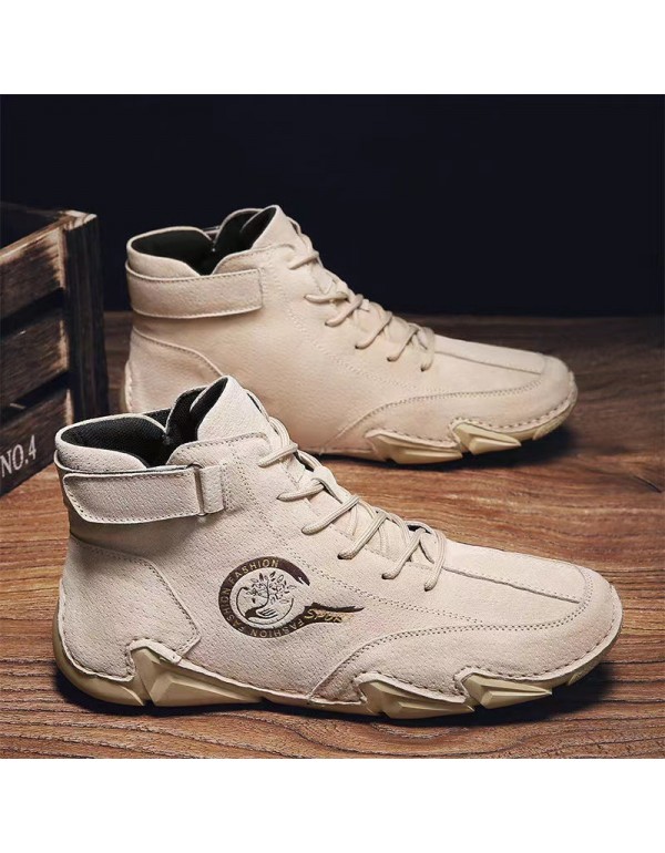 Winter new men's casual shoes short boots outdoor warm Plush thickened men's boots trend medium top large men's shoes 