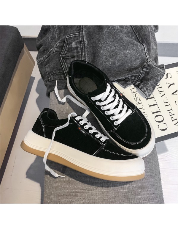 2021 new men's Hong Kong style casual shoes warm thick soled round head men's shoes in spring and autumn Japanese ugly cute big head board shoes 