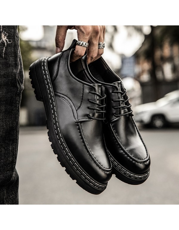 Vintage British Style Men's small leather shoes autumn large size sleeved men's shoes fashion casual black work shoes men's shoes 