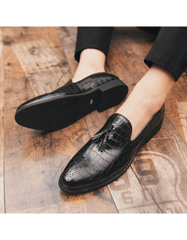 Crocodile leather one-step leather shoes men's casual shoes British cross-border large 38-47 fashion Lefu shoes men's shoes 