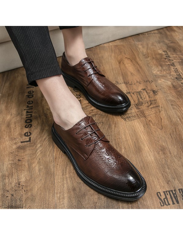 Leather shoes men's Korean business style pointed and versatile fashion men's shoes British youth business formal dress youth casual leather shoes 