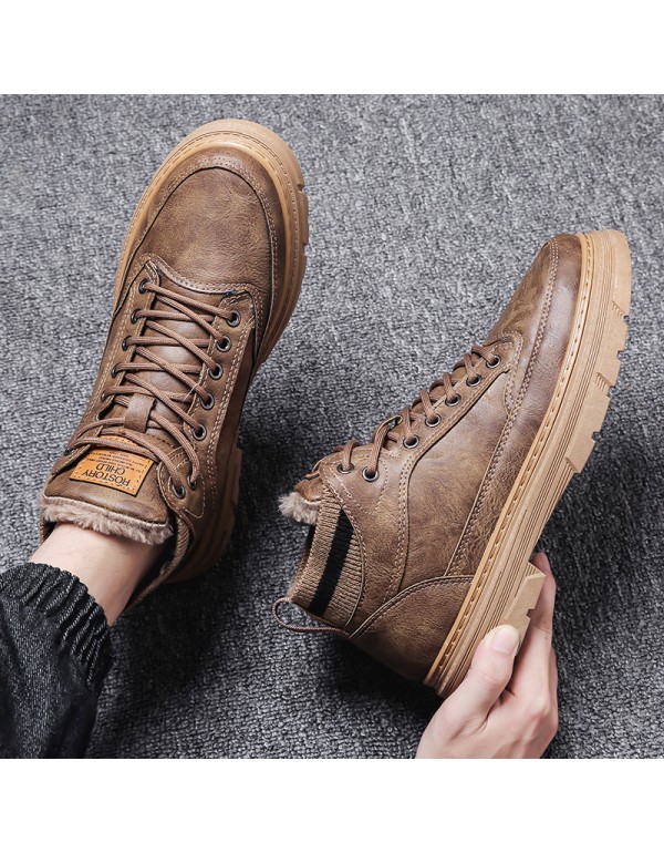 New fashion outdoor men's work shoes winter Plush ...