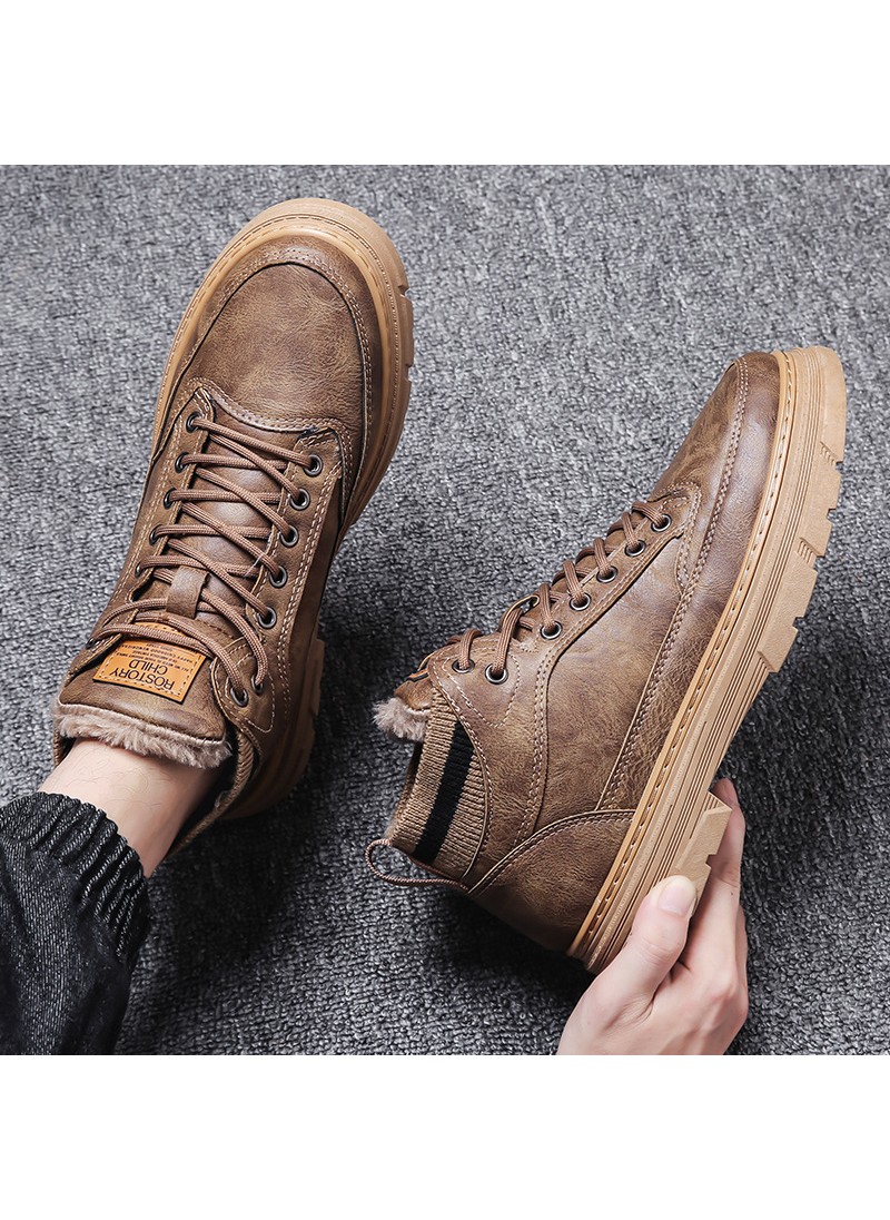 New fashion outdoor men's work shoes winter Plush ...