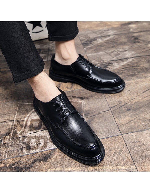 Summer breathable block men's shoes British Suit Wedding Gift large black business dress casual men's shoes 