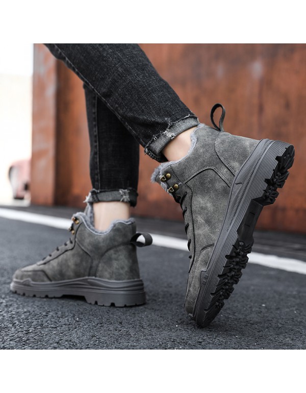 New large men's casual shoes winter Plush warm outdoor Martin boots fashion high helper men's shoes 