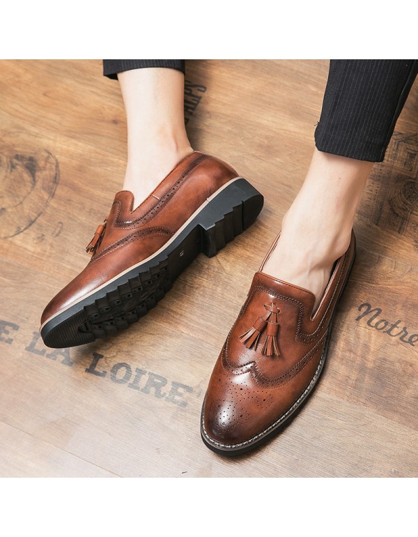 Men's leather shoes leisure new British trend one foot pea shoes men's Korean business low top casual small leather shoes 