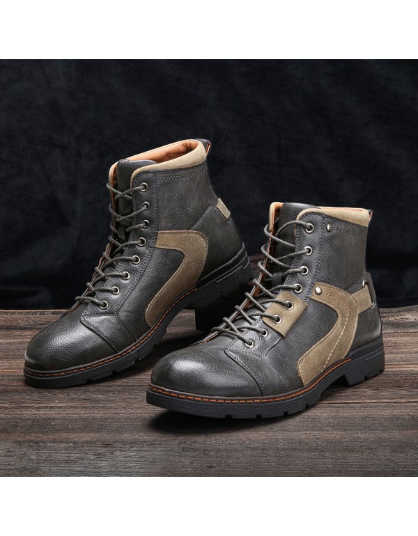 Cross border large size Martin boots men's casual leather shoes Europe and the United States size Zhongbang motorcycle boots outdoor retro boots single boots 