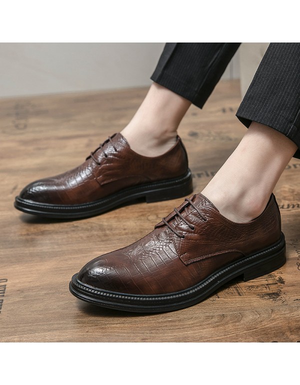 Leather shoes men's Korean business style pointed and versatile fashion men's shoes British youth business formal dress youth casual leather shoes 