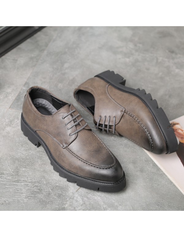 New Retro thick soled men's business shoes autumn ...