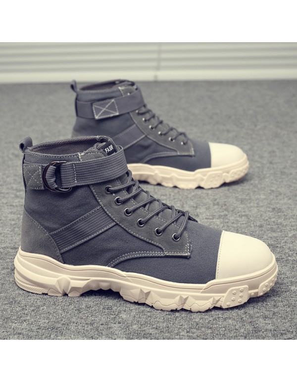 Fashion color matching men's high top shoes new ins fashion canvas Martin shoes warm and casual men's shoes in spring and winter 