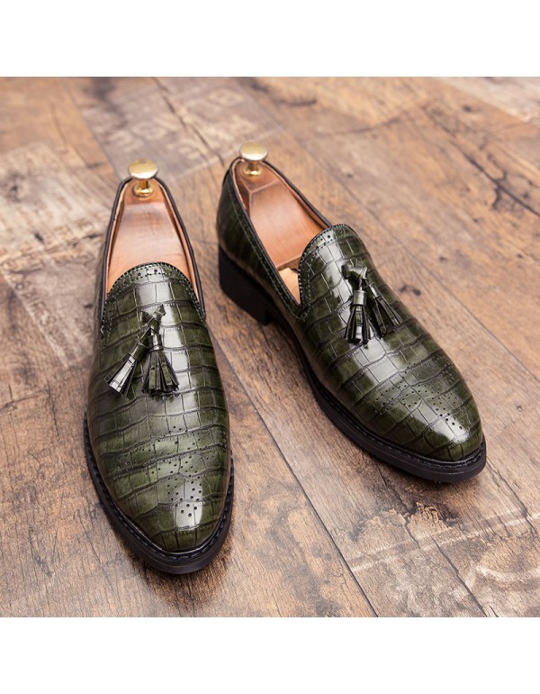 Crocodile leather one-step leather shoes men's cas...