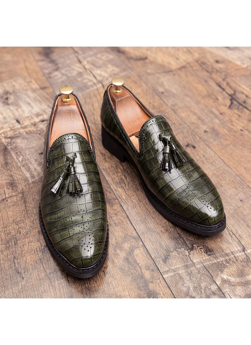 Crocodile leather one-step leather shoes men's cas...