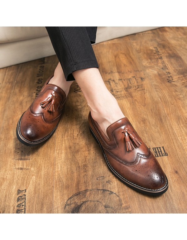 Men's leather shoes leisure new British trend one foot pea shoes men's Korean business low top casual small leather shoes 