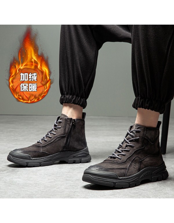 Ns-55501 autumn and winter new high top casual shoes men's winter Plush warm Martin boots men's thick soled men's board shoes 