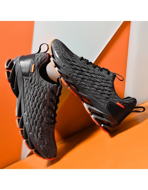 New men's flying woven sneakers spring fashion running men's shoes leisure large men's blade shoes