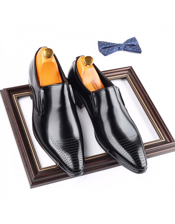Youth retro pointed leather shoes, fashion men's shoes, carved leather shoes and men's business shoes 