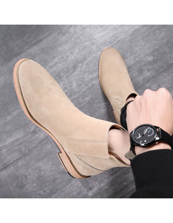 Autumn and winter British pointed frosted men's short boots Chelsea boots cattle anti velvet Martin boots men's boots one hair substitute 