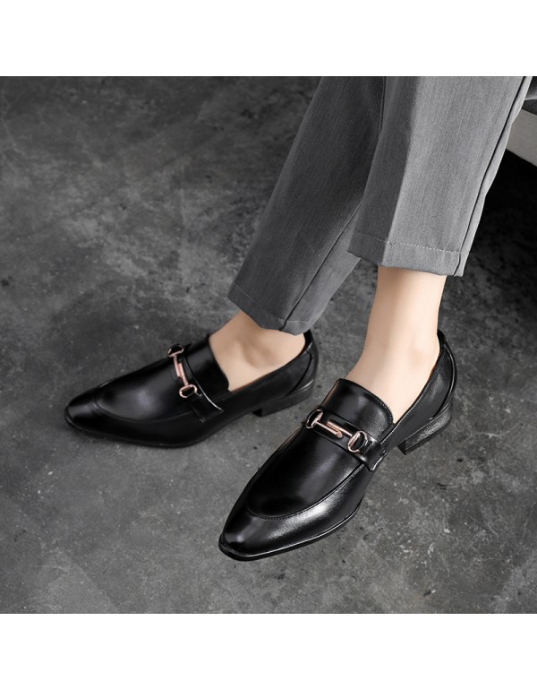 Leather shoes men's British pointed new business dress men's shoes trend one step on youth fashion men's shoes one hair substitute 