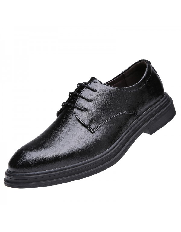 2021 new leather men's shoes business leisure invisible high lace up non slip wear-resistant wedding shoes youth best man shoes 