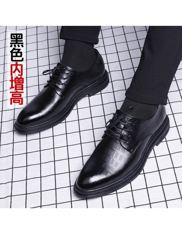 Business men's shoes formal casual shoes British breathable fashion shoes real leather inside increased Korean leather shoes men's hair 