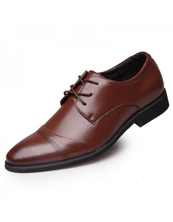 A business casual men's leather shoes, pointed lace up men's single shoes, Amazon wishlazada 