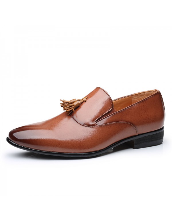New autumn Lefu shoes men's one foot shoes cover feet breathable men's leather shoes British formal business men's shoes 