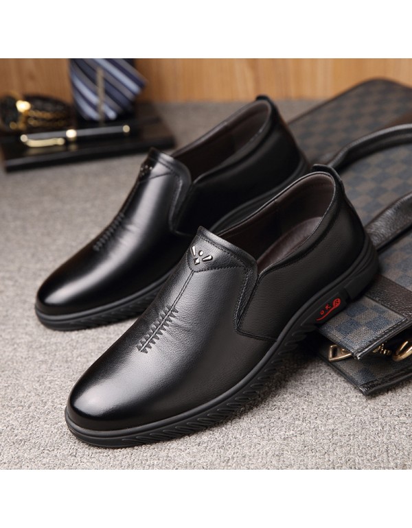 Wenzhou shoes new autumn set foot lazy shoes leather casual black men's shoes middle-aged father's shoes