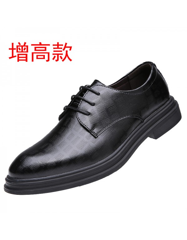 2021 new leather men's shoes business leisure invisible high lace up non slip wear-resistant wedding shoes youth best man shoes 