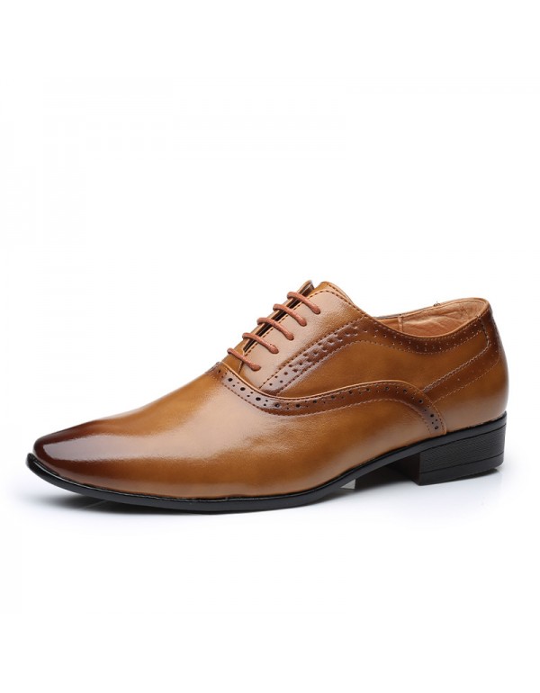 European station British pointed leather shoes yellow men's shoes European and American popular boys' business dress leather shoes one hair on behalf 