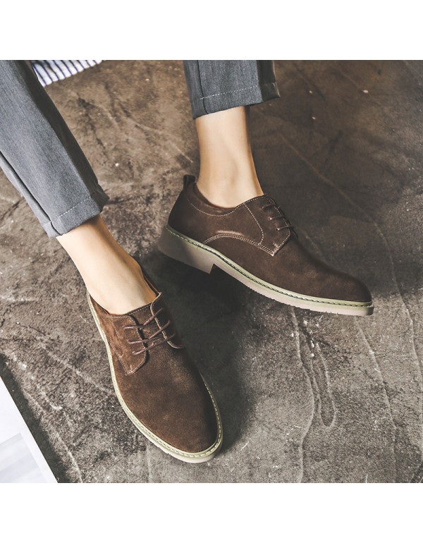 2021 spring new men's casual shoes Korean British small leather shoes suede men's shoes support one hair substitute 