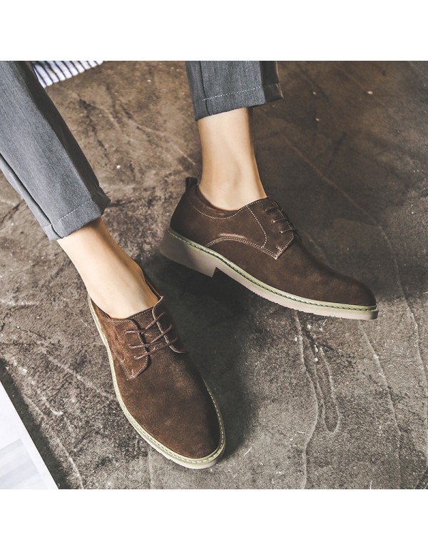 2021 spring new men's casual shoes Korean British small leather shoes suede men's shoes support one hair substitute 