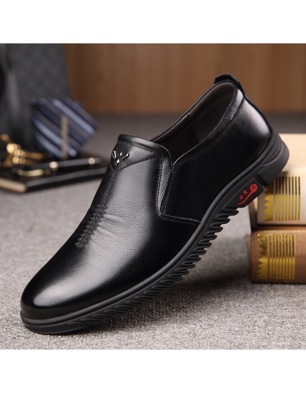 Wenzhou shoes new autumn set foot lazy shoes leather casual black men's shoes middle-aged father's shoes