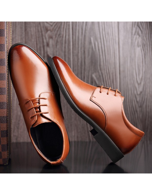 Men's two-layer leather casual leather shoes men's shoes fashion breathable wedding shoes formal leather shoes large one for hair