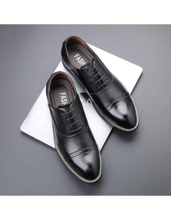 British business dress casual leather shoes men's pointed lace up versatile leather shoes cross-border large leather shoes men's one hair style 