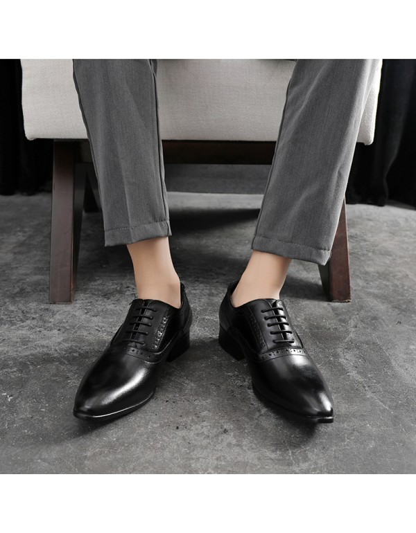 European station British pointed leather shoes yellow men's shoes European and American popular boys' business dress leather shoes one hair on behalf 