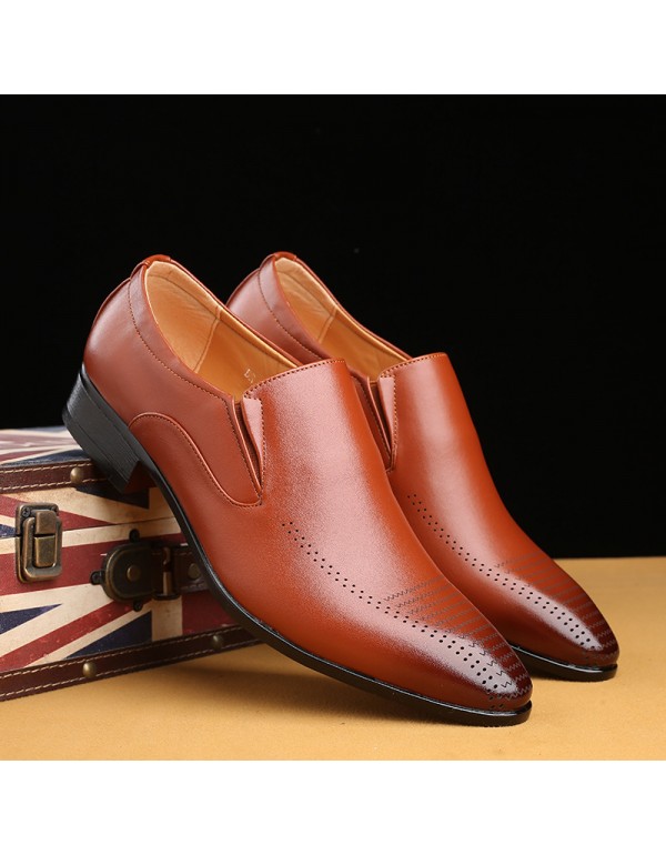 Youth retro pointed leather shoes, fashion men's shoes, carved leather shoes and men's business shoes 