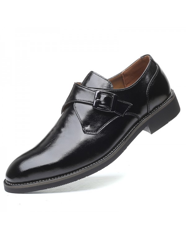 Amazon wishlazada buckle formal business leather shoes cross border large pointed leather shoes men's one piece 
