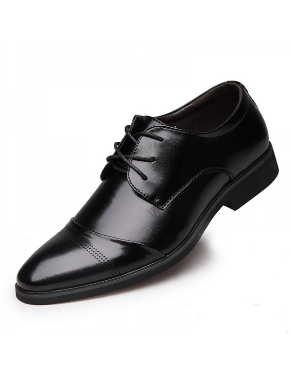 A business casual men's leather shoes, pointed lace up men's single shoes, Amazon wishlazada 