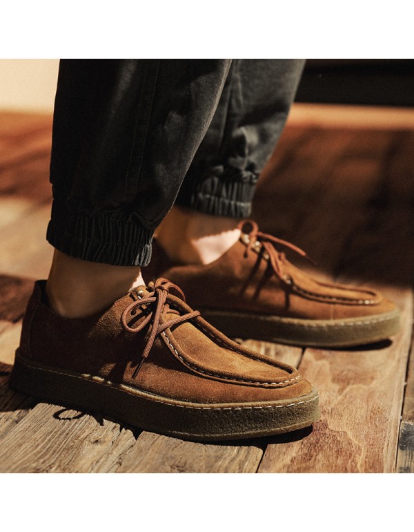 Men's shoes new fashion men's casual leather shoes Korean fashion versatile suede board shoes British style leather board shoes men's hair 