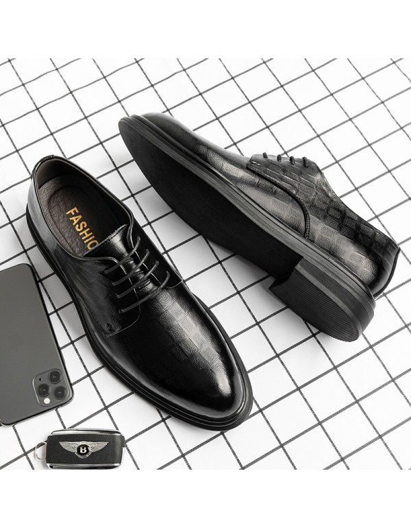 Business men's shoes formal casual shoes British breathable fashion shoes real leather inside increased Korean leather shoes men's hair 