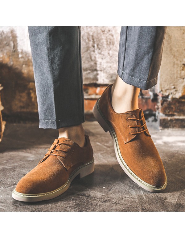 2021 spring new men's casual shoes Korean British small leather shoes suede men's shoes support one hair substitute 