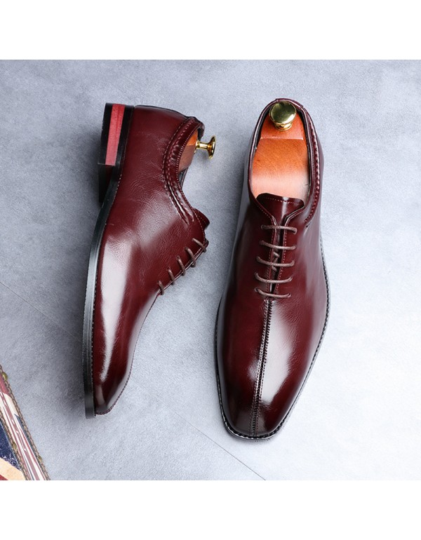 European men's shoes small square head men's leather shoes foreign trade large shoes Wenzhou wholesale business dress mengke shoes single shoes 