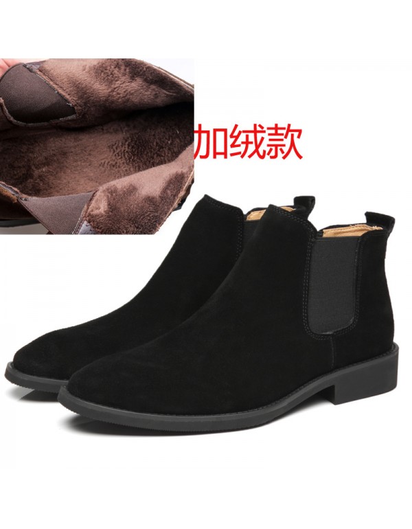 Chelsea men's boots leather frosted leather high top shoes fashion British pointed Martin boots Taobao pop one 