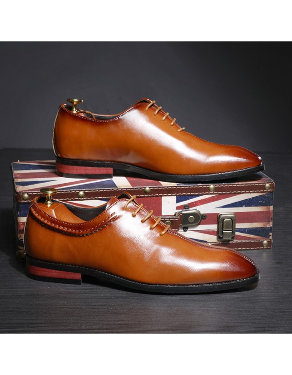 European men's shoes small square head men's leather shoes foreign trade large shoes Wenzhou wholesale business dress mengke shoes single shoes 