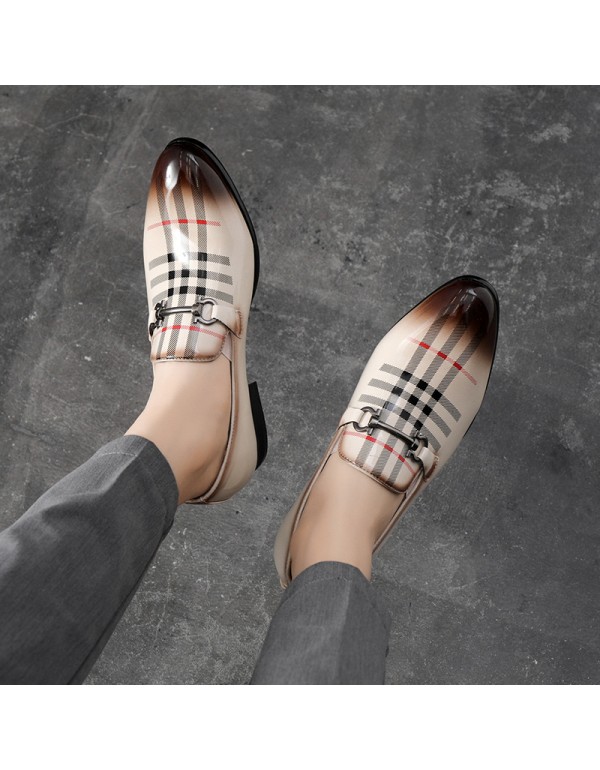 British bright leather fashion pointed men's shoes men's single shoes one foot of Lefu shoes men's leisure trend leather shoes one hair substitute 