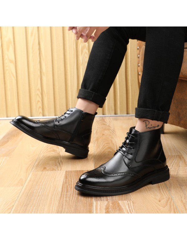 Chelsea Boots Men British Bullock men's boots high top Leather Boots Men's middle top Martin boots fashion