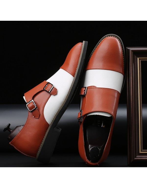 Amazon wishlazada fashion color matching fashion shoes men's large British men's pointed leather shoes 