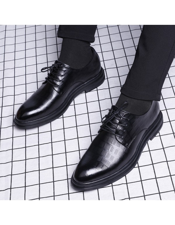 Business men's shoes formal casual shoes British breathable fashion shoes real leather inside increased Korean leather shoes men's hair 