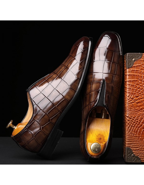 British fashion men's crocodile casual leather sho...