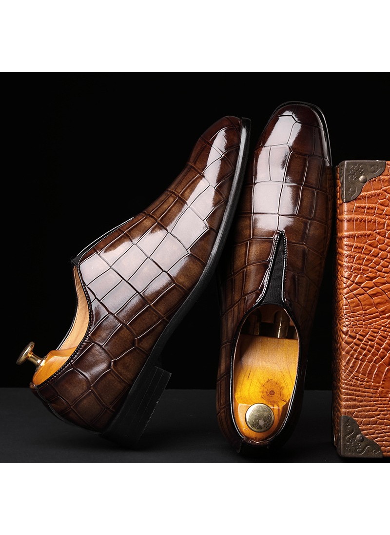 British fashion men's crocodile casual leather sho...